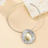 Choker Zvoijio Temperament Woman Oval Metal Geometric Necklace