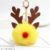 Keychains Creative Christmas Deer Hairball Keychain Bag Pendant Lucky Car Phone