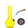 Qualité Mini épais capiteux narguilé voyage portable verre jaune eau dab plate-forme bong pipe à tabac recycleur cendres receveur bongs avec métal fumant arc d'herbes sèches