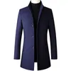 Mélanges de laine pour hommes longs trenchs manteaux 2023 automne hiver veste bleue à simple boutonnage décontracté affaires mâle coupe-vent coupe-vent 230927