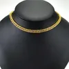 Collier ras du cou en acier inoxydable, chaîne jaune, classique, boucle à homard, largeur 5mm