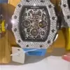 자동 기계식 손목 시계 스위스 시계 손목 Richardmill Watch Mens 시리즈 18 Carats VVS1 화이트 Moissonite Diamond Round Cut Automatic Luxury M Wn-Daynn
