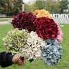 Julekorationer Nya konstgjorda blommor Vintage Silk Hydrangea Bouquet Wedding Decorative Plants Vase For Christmas Home Garden Decoration