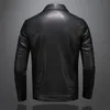 Herrläder Faux Leather Men's Motorcykel läderjacka stor storlek Ficka svart dragkedja LAPEL Slim Fit Male Spring and Autumn High Quality Pu Coat M-5XL 230927