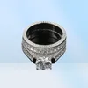 925 Silver Weaking Band Ring Conjunto SZ 512 Jóias de noivado de diamantes simulados para Women6646626