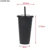 Canecas Copo de Palha Bebida Mudança de Cor Canecas de Palha com Tampa Plástico Tumbler Matte Coffe Bottle Cup Food Grade PP Plástico com Palha 230928