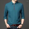 Polos pour hommes Polo à col à glissière pour hommes à manches longues automne solide T homme style coréen coupe ample vêtements 2023 hauts