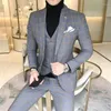 Męskie garnitury Plaid Formal for Men Notch Lapel Slim Fit Dress Wedding Groom Costum