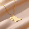 Pendant Necklaces Stainless Steel Dinosaur Hip Hop Gothic Chain Fashion Necklace For Women Jewelry Wedding Party Men Gifts