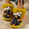 Bottes Chaussures de bottes d'hiver chaudes en peluche velours cheville bottes de neige à lacets doux belle Halloween chaussures en coton confortables 42 230928