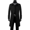 Trenchs de hommes manteaux hommes ceinture noire européenne printemps homme simple boutonnage long manteau hommes vêtements décontracté mince pardessus manches 9XL