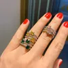 Bagues de cluster Q Silver Couleur Bague 5 5mm Lab Emerald Rose Jaune Zircon Pierre pour cadeau de mariage bijoux pour femmes