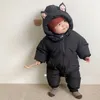 Pagliaccetti nati Baby Boy Girl Tuta invernale Cute Cartoon Body con cappuccio per neonati Solido spesso caldo Abbigliamento per bambini Costumi per ragazze 230927