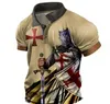DIY Giyim Özelleştirilmiş Tees Polos Şövalyesi Baskı Yeni Erkekler Kısa Kollu Düğme Baskı Gündelik Pullover Polo Gömlek