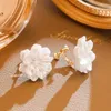 Dangle Oorbellen Franse Romantische Witte Bloem Voor Vrouwen Fijne Sieraden Vrouw Moderne Dames 2023 Drop Earring In