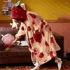 Women's Sleepwear Women Flannel Pajamas Autumn And Winter Thickened Slimming Cardigan Hooded Robe Cute Strawberry Printed Jacket Outdoor