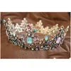 Bijoux de cheveux Kmvexo Baroque Royal Queen Crown Colorf Jelly Crystal Stone Tiara pour femmes Costume Accessoires de mariée 221109 Drop Deliv Dhlk1