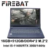 FireBat New Arrival T9C I5-11400 RTX 3060 DDR4 M.2 32G RAM 1TB SSD 144Hz Wifi6 BT5.0ゲームノートブックラップトップ