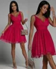 Abiti casual Mesh tinta unita rosa increspato data mini abito donna fusciacche senza spalline club allentato backless vita alta sexy vestido da festa