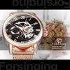 Relojes de pulsera Reloj esqueleto de oro rosa de moda para mujer Manos luminosas Malla de lujo Correa de acero inoxidable Relojes mecánicos con clase para mujer