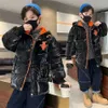 Down Coat Teen Boys Cartoon Cotton Jacket Fashion Hooded Coats Winter Children Thicken Warm Clothing Waterproof Tops 230928