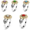 Кольца кластера, модное милое многоцветное кольцо с подсолнухом, женское кольцо с цветком, ювелирные изделия на свадьбу, день рождения, Gift3098