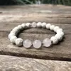 MG0915 Bracelet énergétique en pierre de lave blanche de 8 MM, Quartz Rose naturel, Bracelet pour femmes, haute qualité, Chakra du cœur, méditation, bijoux 289c