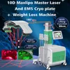 10D Maxlipo Master Laser Máquina de queima de gordura 4 EMS Almofadas de resfriamento Cryolipolysis Perda de peso EM Slim Muscle Toning Body Shaping Dispositivo de emagrecimento Lipolaser