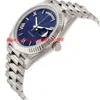 Lyxklockor 40 Blue Dial 18k White Gold Automatic Movement Men's Watch Mens Watch Write Watche208w