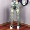 Autumn Winter New Broken Denim Jean Men's Patch Slim Feet Fashion Retro Cargo Pants Vintage Pantalon Skinny Homme Jeans