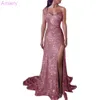 2023 Plus Size Avondjurk Vrouw Hals Opknoping Banket Elegantie Sexy Een Schouder Hot Gold Lange Party Prom Jurken vrouwen