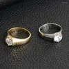 Обручальные кольца из нержавеющей стали, размеры 7-12, классические золотые стразы, кубический цирконий, мужские кольца, эмаль, мужские 18, KRGP, продажа на палец