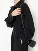 Robes décontractées Tenues d'été pour femmes 2023 Robe de chemise longue à revers unique avec ceinture Y2K Français Coréen Manches lâches Slit Slim