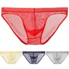 Underbyxor män sexiga transparenta underkläder ren påse g-sträng bikini tränger thongs underkläder andningsbara trosor calzoncillos