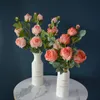 Usine en gros 4 têtes de roses de jardin en soie à tige unique fleurs artificielles en vrac fleur rose mariage Halloween décoration de Noël Bouquet cadeau de Saint Valentin