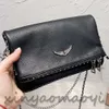 2023SS Kvällspåsar Populära kvinnors väska Handväskor Diamantrika Zadig et Voltaire Rivets Sheepskin Leather Messenger Crossbody Handväskor Två kedjan Lad Lad