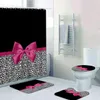 Girly Pink Ribbon Stampa leopardata Tenda da doccia Set Moderna Ghepardo Leopardo Tende da bagno per il bagno Decorazioni per la casa Tende 211102232H