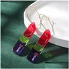 Dangle żyrandol kolczyki D Rui 2023 Summer Red Lips Fashion Lipstick Acryl Women Party Akcesoria Kolejne Prezenty dla pięknej dziewczyny DH0IM