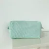 Borsa per trucco a onda verde arancione per donna Borsa per cosmetici in tinta unita con cerniera di grande capacità Borsa da viaggio per trucco Borsa da toilette