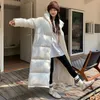 Dames donsparka's Koreaans ontwerp katoenen jas dames lang over de knie dikke losse bom casual comfortabele overjas effen kleur 230927
