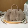 shoulder bags 4 colors winter cute pumpkin shape sweet handbag soft and comfortable plush cloud bag small fresh solid color pleated drawstring fashion handbags 009#