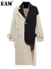 Womens Trench Coats EAM Women Khaki Big Size Asymmetrical Lapel Long Sleeve Loose Fit Windbreaker Fashion Spring Autumn 1K912 230927