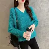 Maglioni da donna Blu Primavera Principessa Pelliccia Furry Peluche Pullover Colletto a V Maglione caldo Donna Ragazza Tirare Slim Top Cappotto esterno in tessuto