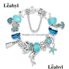 Charmarmband design delfin armband för kvinnor smycken gåva blå murano crystal glas diy pärla 230215 droppleverans dhsj8