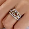 Anéis de casamento Delysia King moda anel de amor infinito em forma de coração senhoras duas cores casamento noivado 230928