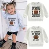 Sweats à capuche 0902 Lioraitiin 06 ans enfant en bas âge enfants fille garçon sweat balle saison papa maman lettres Football imprimer hauts pullover 230927