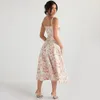 Designer Womens Dress Luxury Böhmen Casual mode Kort blommig kjol Cutout Halter Dress Summer Sexig kväll