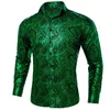 Vestido masculino camisas verde paisley dourado para homens manga longa casual tops luxo casamento baile smoking camisa social blusa roupas 230927