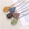 Essential Oil Tree Of Life Pattern Colorf Waterdrop Lava Stone Diffuser Necklace Aromatherapy Rock Jewelry Drop Delivery Health Beau Dhjg8