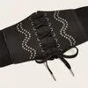 Bälten Sishion Wide Belt Front Tie Up Leather Elastic Corset Women Faux midja All Match Dress Girl Clothes Decoration SCM0353